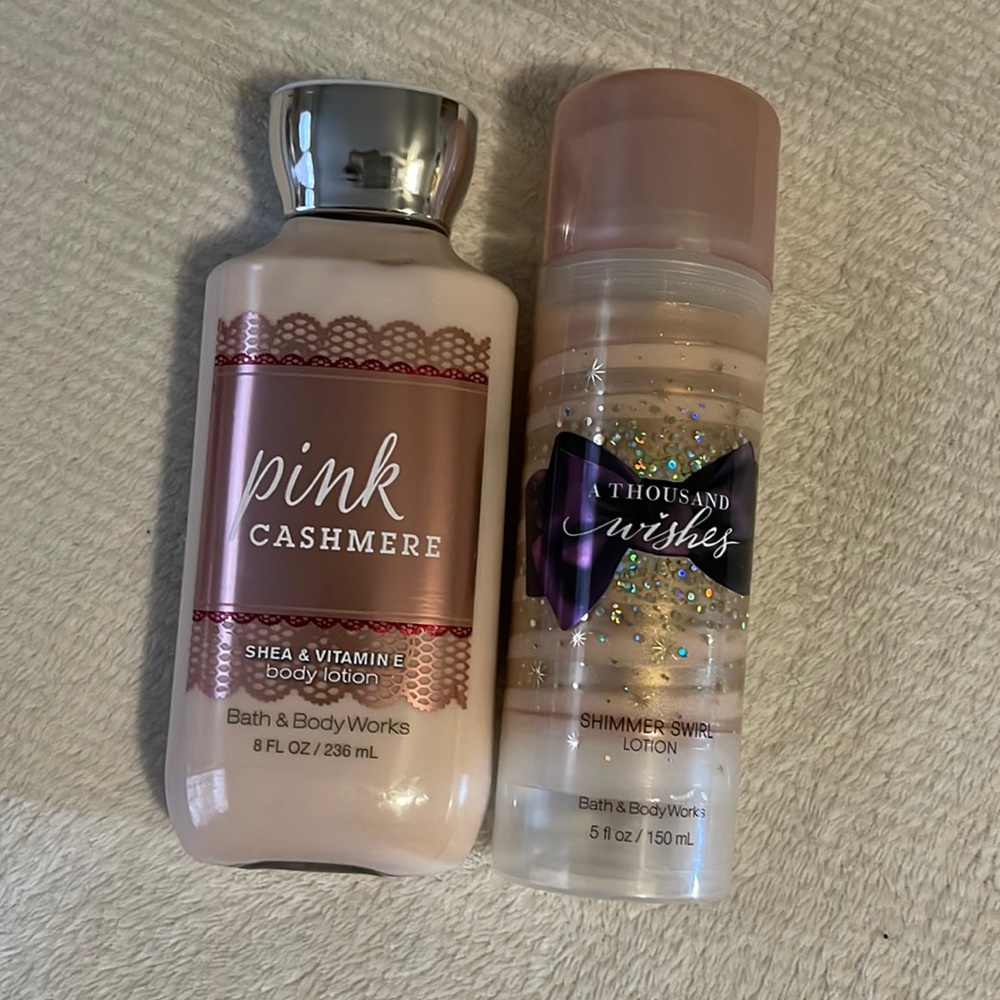 Bundle of 2from Bath and Bodyworks A Thousand wishes shimmer swirl pink Cashmere